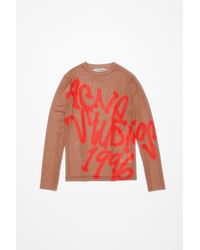 Acne Studios - T-shirt A Maniche Lunghe Con Logo Spruzzato - Lyst