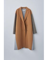 Acne Studios Fn-wn-outw000191 Camel Brown Double-breasted Wedge Coat