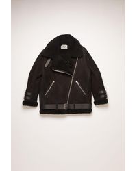 Acne Studios Velocite Suede Black / Black Lammfelljacke - Schwarz