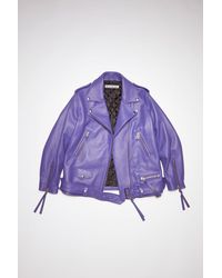 Acne Studios Leather Biker Jacket - Purple