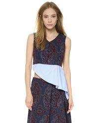 Thakoon Layered Crop Top - Red/navy - Blue