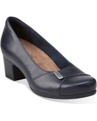 clarks block heel pumps