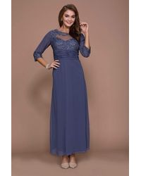 Nox Anabel Quarter Length Sleeve Long Formal Dress - Blue