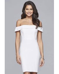 Faviana Off The Shoulder Jersey Cocktail Dress - White