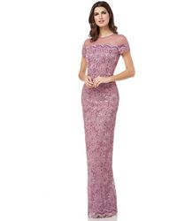 js collections scalloped embroidered gown