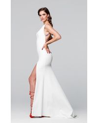 Tarik Ediz Beaded High Neck Gown 50054 - White