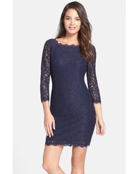 adrianna papell blue lace dress