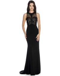 Decode 1.8 184116 Sleeveless Jewel Illusion Evening Dress - Black