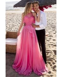 pink flowy dress long