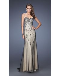 La Femme Gigi 20080 Embellished Sweetheart Two-toned Strapless Gown - Natural