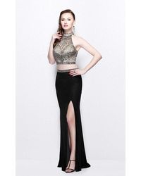 Primavera Couture Gorgeous High Illusion Two-piece Sheath Gown 1857 - Black