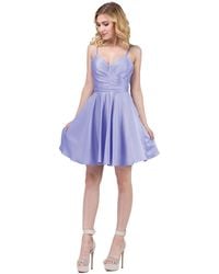 Dancing Queen 3059 Sleek Pleated Surplice Homecoming Dress - Purple