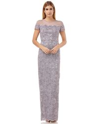 js collections scalloped embroidered gown