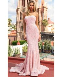 Sherri Hill Strapless Fully Embellished Prom Gown - Pink