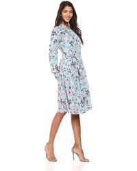 Nanette Lepore Nm9s171y9 Long Sleeve Floral Print Dress - Blue