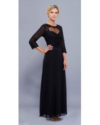 Nox Anabel 5101 Quarter Length Sleeve Empire Long Formal Dress - Black