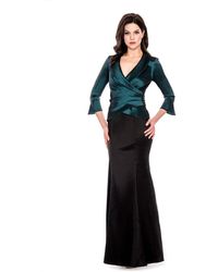 Decode 1.8 V Neck Quarter Length Sleeves Long Dress 183781 - Black