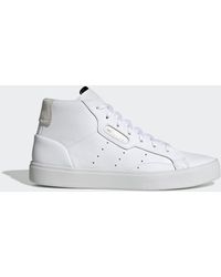 adidas originals sleek mid top trainer in white and pink
