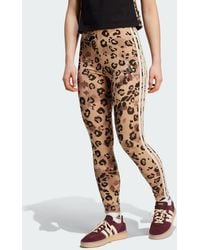 adidas - Animal Print 3-Stripes High Rise Leggings - Lyst