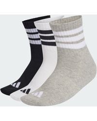 adidas - 3 Stripes Cushioned Sportswear Mid Cut Socks 3 Pair Pack - Lyst