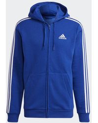 adidas - Essentials Fleece 3-Stripes Full-Zip Hoodie - Lyst