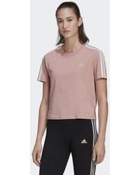 adidas Essentials Loose 3-Streifen Cropped T-Shirt - Pink