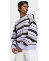 adidas - Knit Essentials Striped Crew Sweatshirt - Lyst