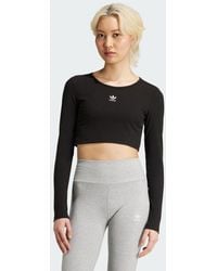 adidas - Camiseta Manga Larga Essentials Ribbed Crop - Lyst