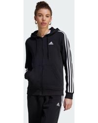 adidas - Essentials 3-Stripes Full-Zip Fleece Hoodie - Lyst