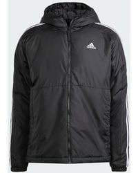 adidas - 3 Stripe Essential Waterproof Wind Resistant Long Sleeve Puffer Jacket - Lyst