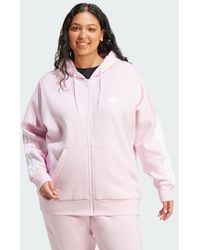 adidas - Essentials 3-Stripes Full-Zip Fleece Hoodie (Plus Size) - Lyst