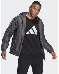 adidas Synthetic Down Regen Hooded Blocked Puffer Jacket in Black 