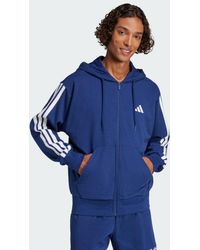 adidas - Felpa Con Cappuccio Essentials 3-Stripes French Terry Full-Zip - Lyst