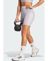 adidas - Leggings Corti Da Allenamento Essentials 3-Stripes High-Waisted - Lyst