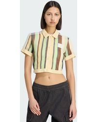 adidas - Originals Summer Glow Striped Cropped Polo - Lyst