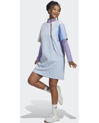 adidas - Essentials 3-Streifen Single Jersey Boyfriend T-Shirt-Kleid - Lyst