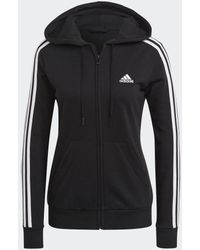 adidas - Essentials French Terry 3-Stripes Full-Zip Hoodie - Lyst