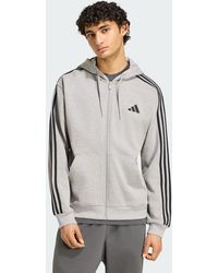 adidas Originals - Chaqueta Con Capucha Essentials 3-Stripes De Felpa Y Cierre De Cremallera - Lyst