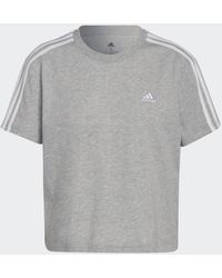 adidas - Essentials Loose 3-Stripes Cropped T-Shirt - Lyst