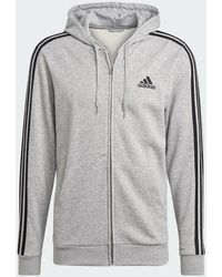adidas - Essentials 3-Stripes Full-Zip Hoodie - Lyst