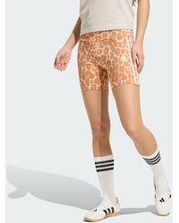 adidas - Seasonal Essentials Leopard Print Biker Shorts With 3-Stripes - Lyst