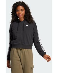 adidas - Essentials 3-Stripes French Terry Full-Zip Hoodie - Lyst