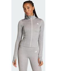 adidas - Workout Essentials Heather Zip Through Jacket - Lyst