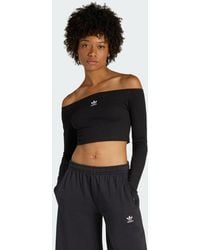 adidas - Essentials Rib Off Shoulder Long-Sleeve Top T-Shirt - Lyst