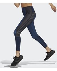 Damen Bekleidung Strumpfware adidas Synthetik Marimekko Run Icons 3-Streifen Running 7/8-Tight in Blau 