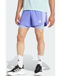 adidas - Own The Run 3-Stripes 2-In-1 Shorts - Lyst