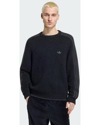 adidas - 3 Stripes Fluffy Knit Crew Sweatshirt - Lyst