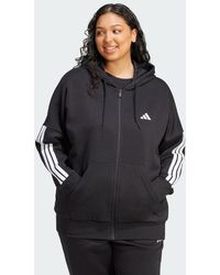 adidas - Essentials 3-Stripes Full-Zip Fleece Hoodie (Plus Size) - Lyst