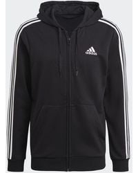 adidas - Essentials 3 Stripes Full Zip Sweatshirt - Lyst