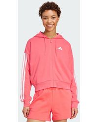 adidas - Felpa Con Cappuccio Essentials 3-Stripes French Terry Full-Zip - Lyst